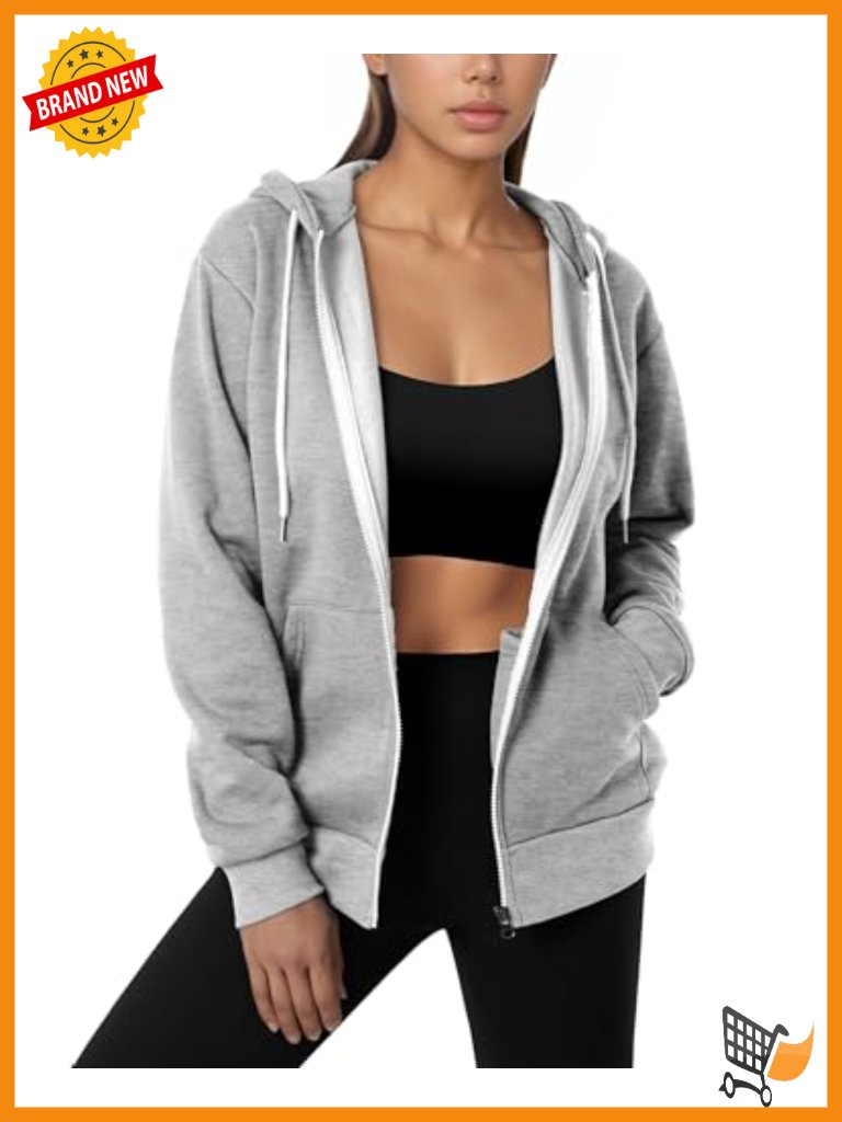 Lightweight Fleece Zip Up Hoodie Regular Fit With Pockets